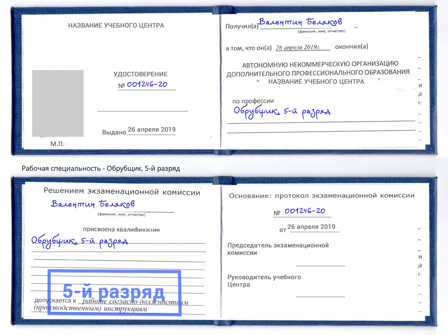 корочка 5-й разряд Обрубщик Артём